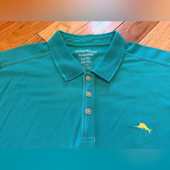 Tommy Bahama Polo Mens Size XXL Shirt Short Sleeve Golf Island Zone Buttons Teal - Picture 4 of 14